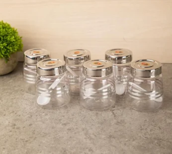 Jars, Transparent & Silver, Plastic, Set of 6, 200 mL