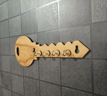 Wooden Key Holder for Wall – 5 Metal Hooks Decorative Organizer