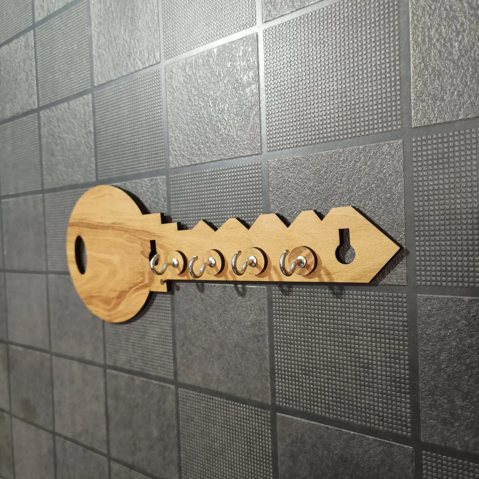 Premium Wooden Key Holder for Wall – 5 Metal Hooks Decorative Organizer - Buy Online at Alikart