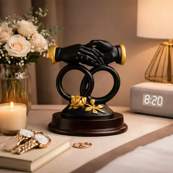 Black Handshake Showpiece with Ring Design for Home Decor