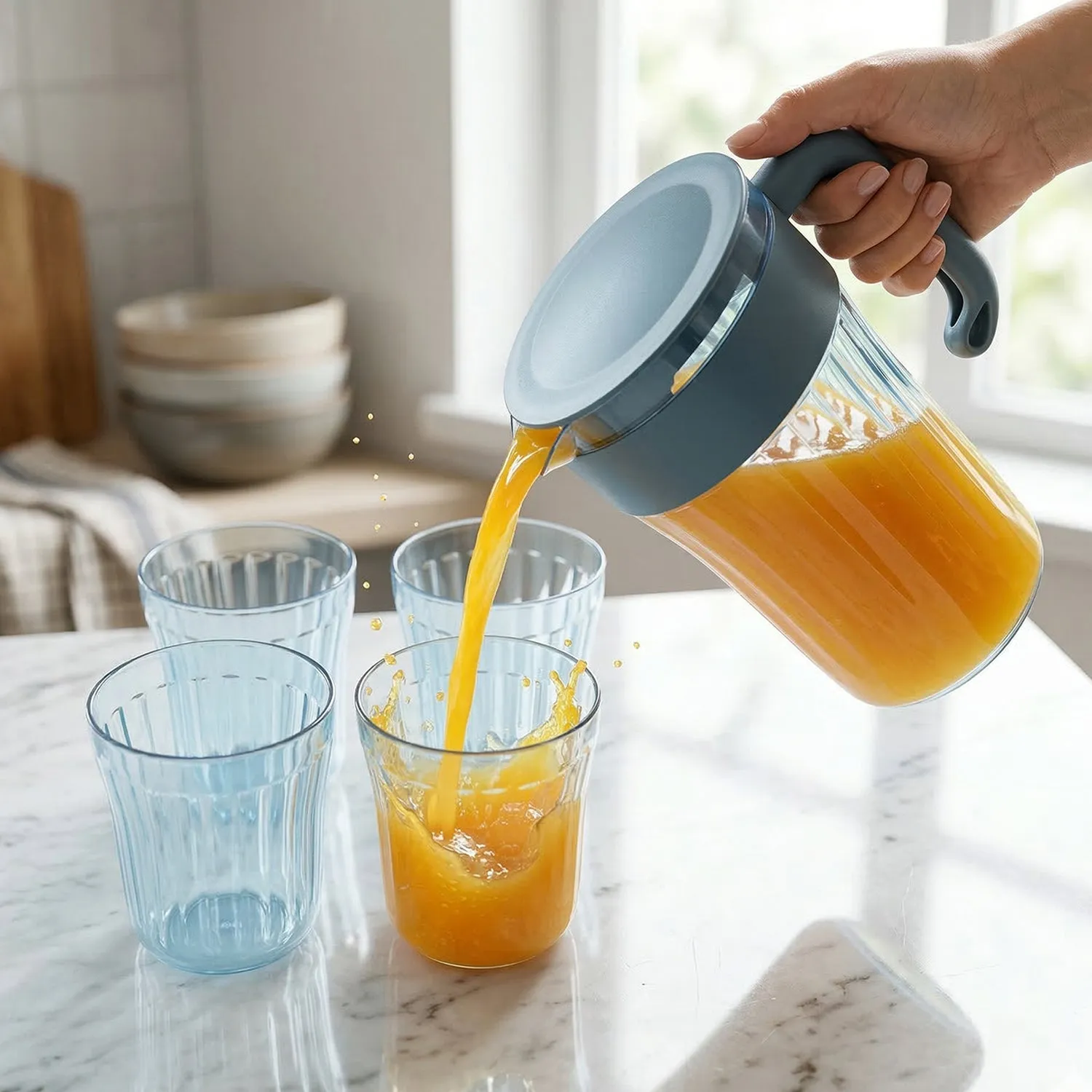 Plastic Water Jug with 4 Glasses Set – Perfect for Home Use - Detailed Feature View 2