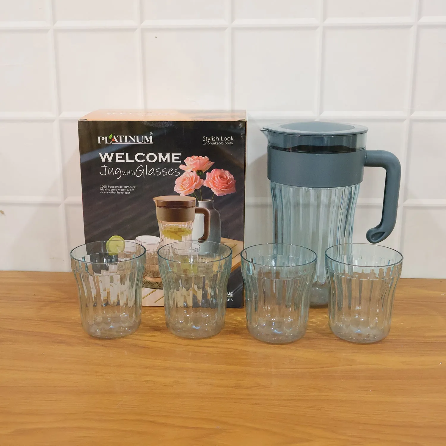 Plastic Water Jug with 4 Glasses Set – Perfect for Home Use - Detailed Feature View 7