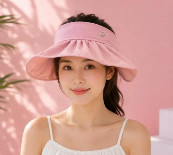 Pink Women’s Foldable Wide Brim Sun Visor Cap – Travel & Outdoor UV Protection