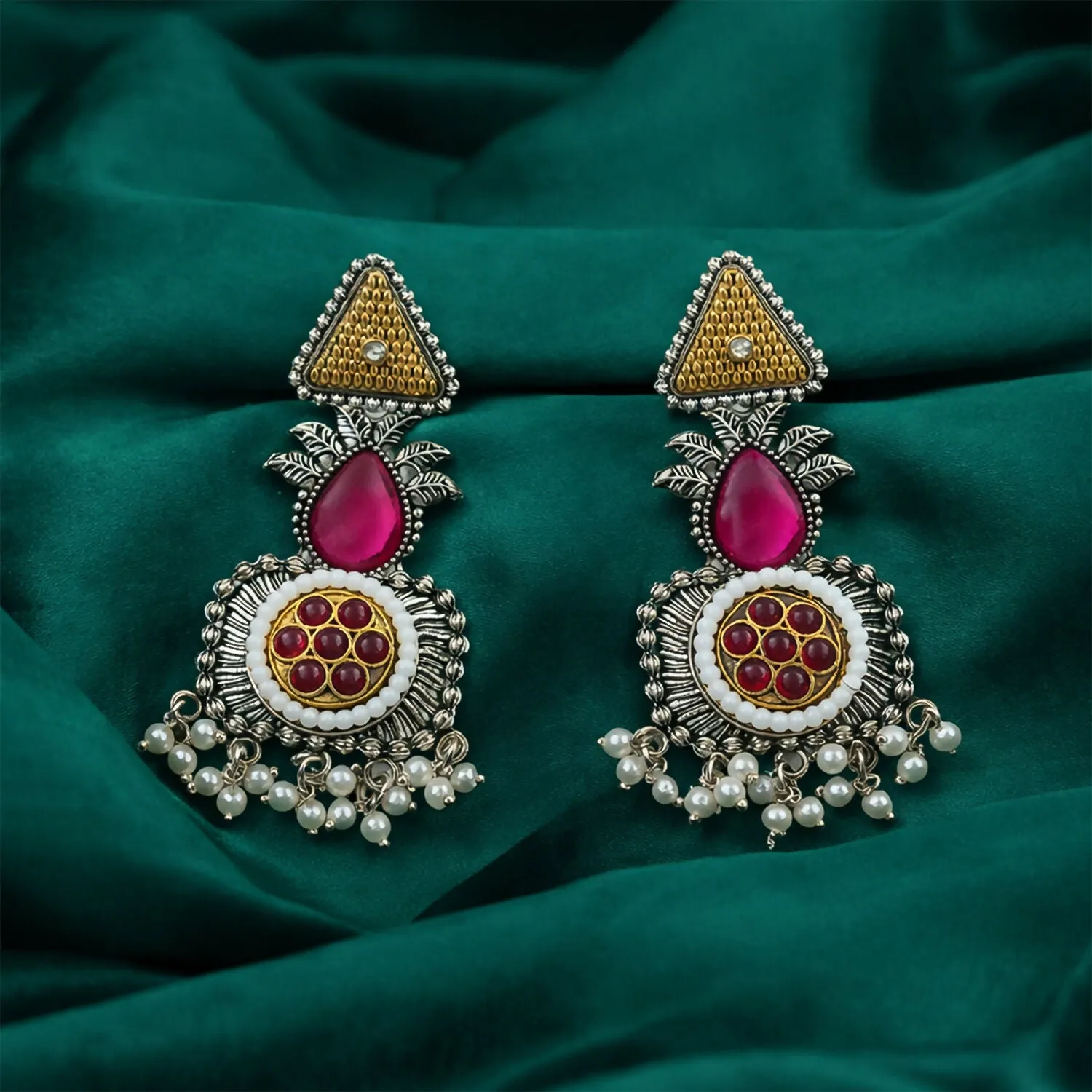 Premium Traditional Oxidized Silver Earrings – Elegant & Ethnic Design - Buy Online at Alikart