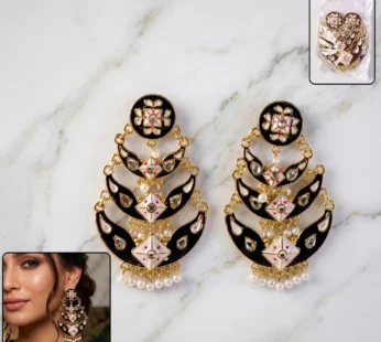 Black Meenakari Earrings – Intricate Traditional Festival Jewelry