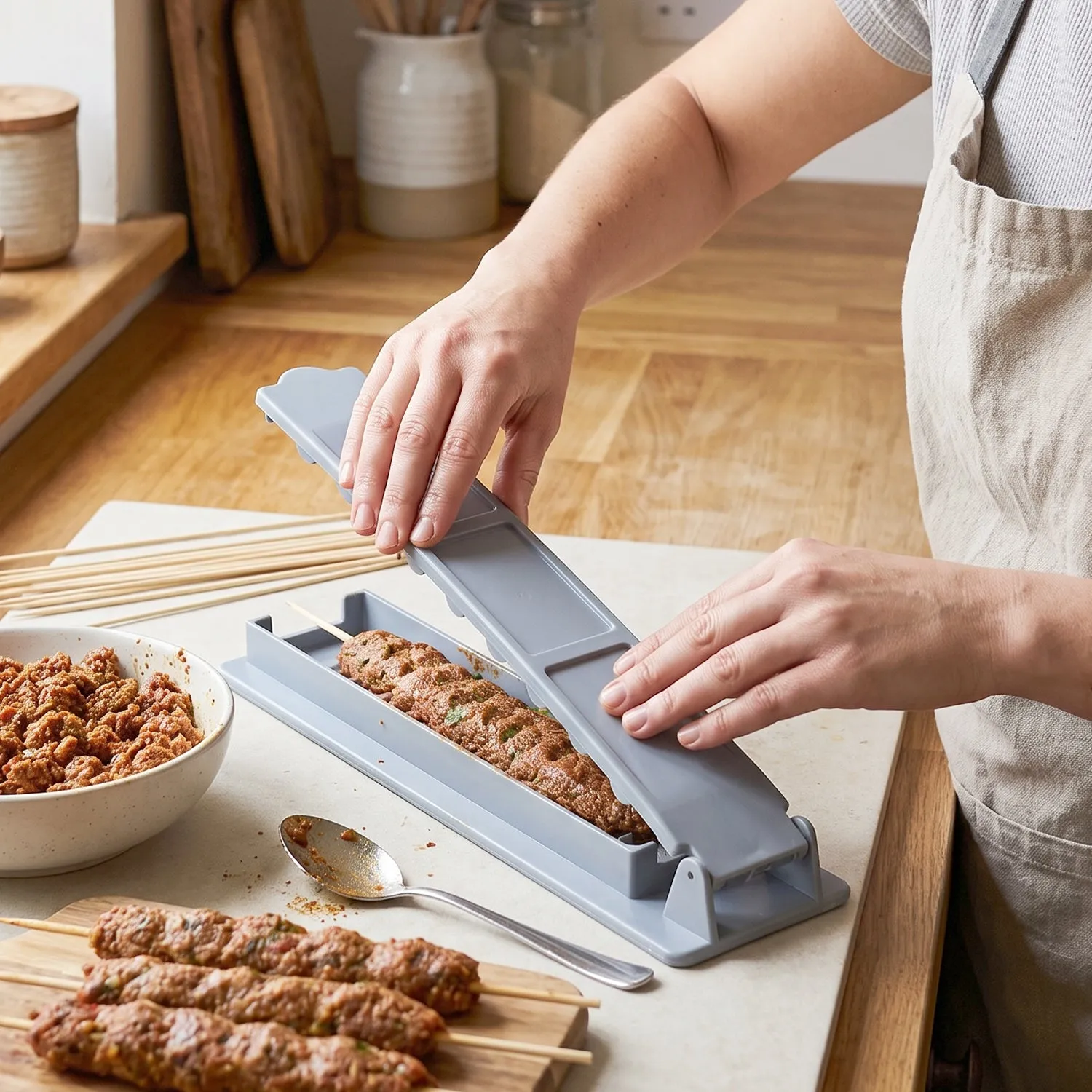 Plastic Meat Skewer Kebab Maker Seekh Kebab Mould BBQ Making Tool (1 Pc) - Detailed Feature View 6