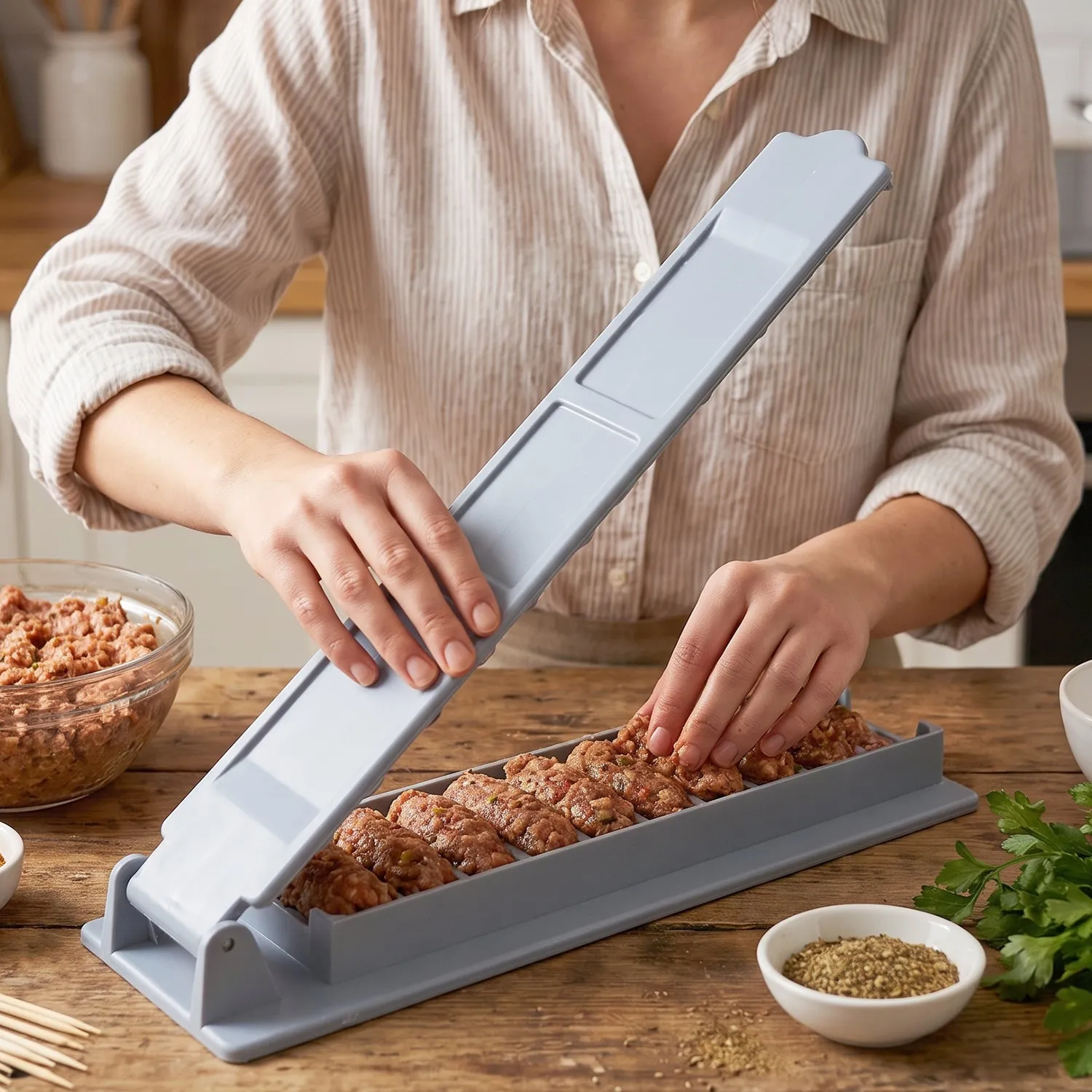 Plastic Meat Skewer Kebab Maker Seekh Kebab Mould BBQ Making Tool (1 Pc) - Detailed Feature View 3
