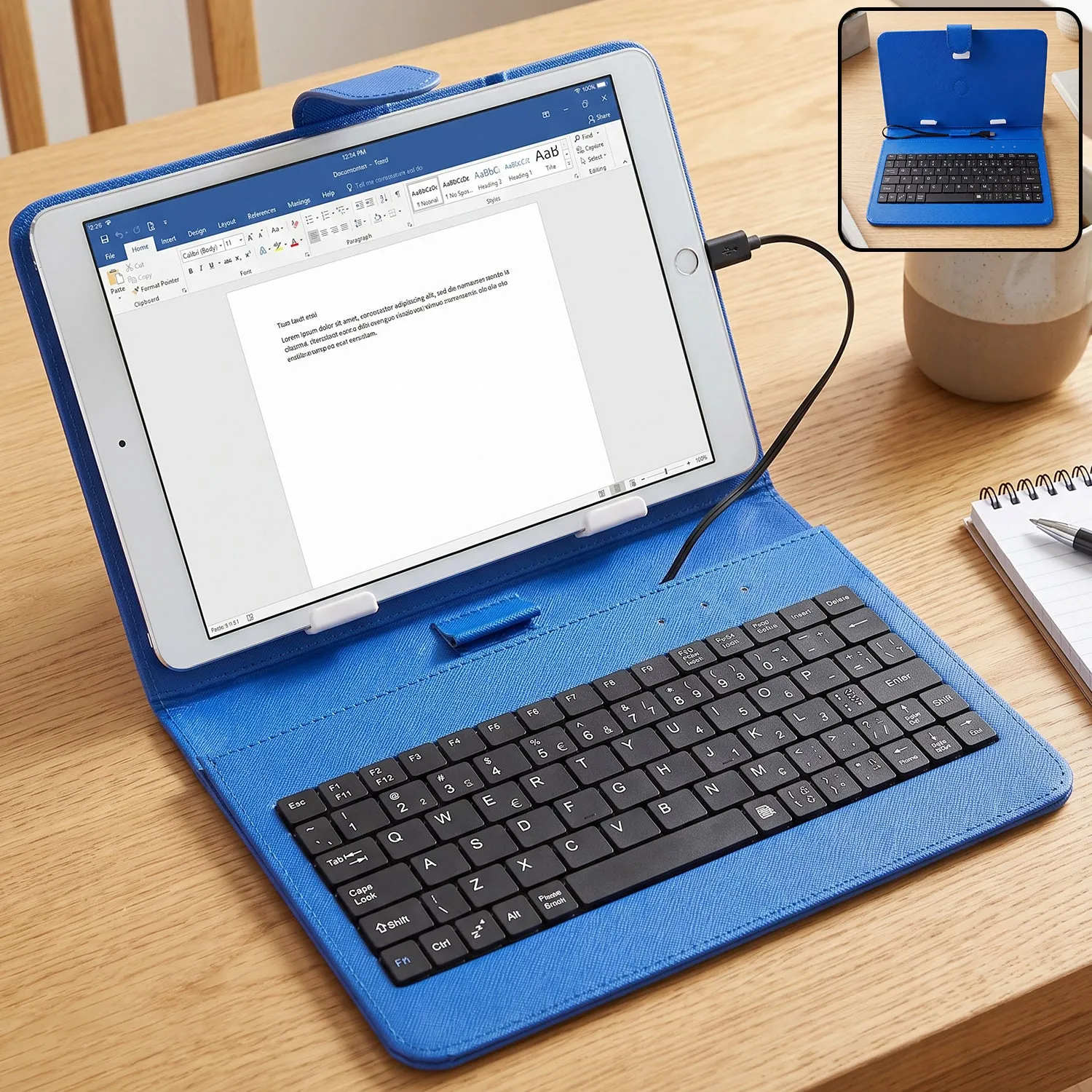 Premium Portable Wired Tablet Keyboard with PU Leather Flip Case and Stand (1 Pc) - Buy Online at Alikart