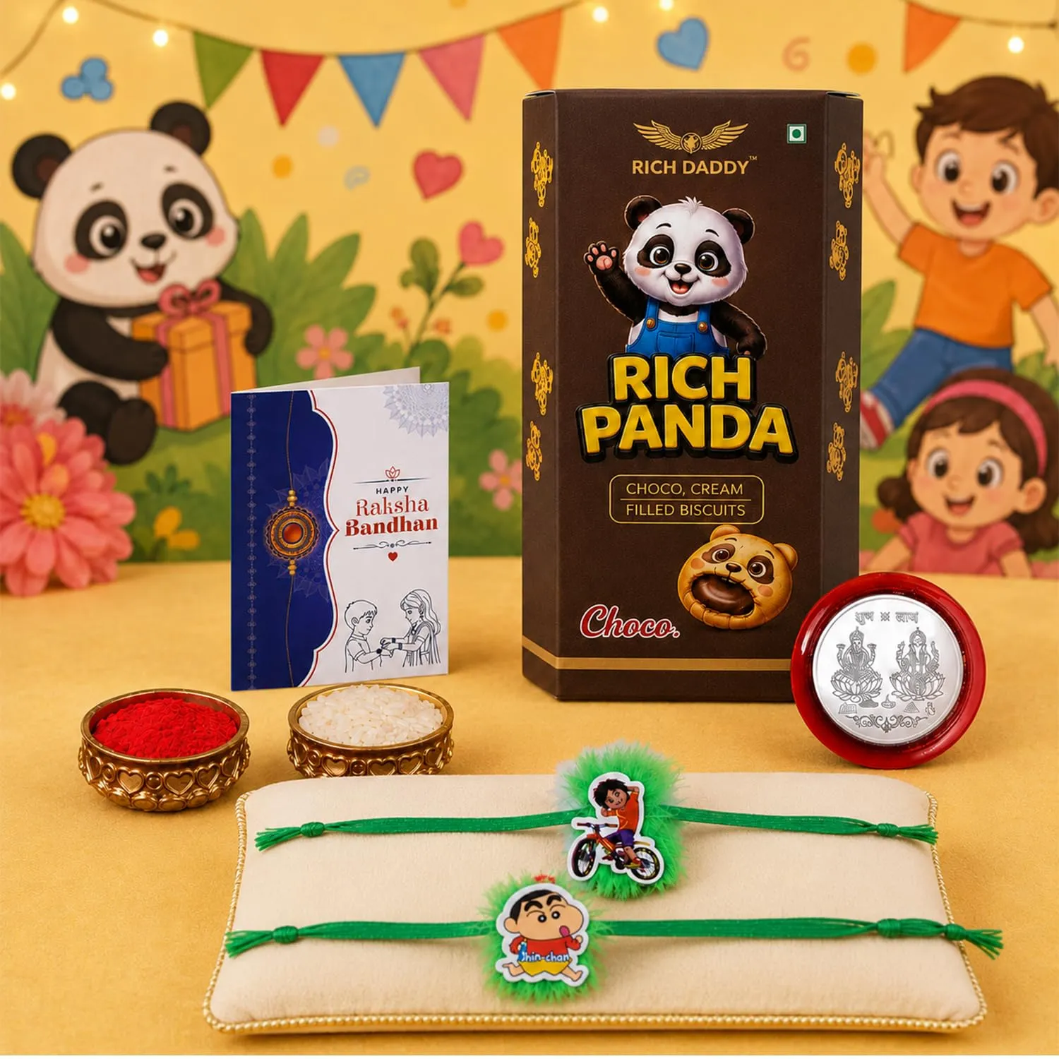Premium Kids Cycle Rider with Rakhi for Brother with Choco Cream Biscuit 60gm, Pack of 6 - Buy Online at Alikart