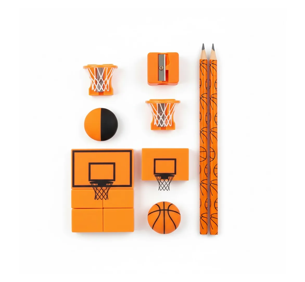 Football & Basketball Stationery Kit Pencil, Sharpener & Eraser (Birthday Gift) - Detailed Feature View 8