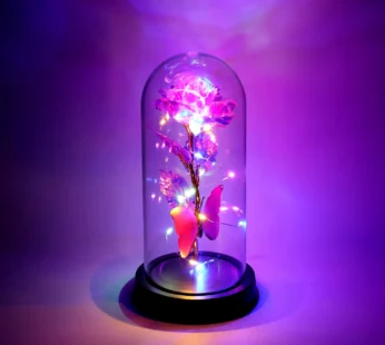 LED Decorative Rose in Plastic Dome – Romantic Battery-Operated Light