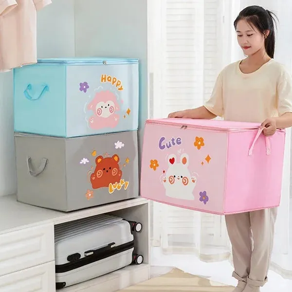 Premium Large Capacity Cartoon Quilt Storage Bag – Durable Clothes & Bedding Organizer (Random Print) - Buy Online at Alikart