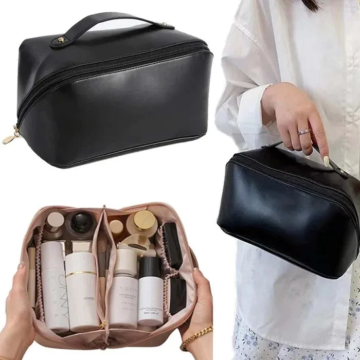 Premium Large Capacity Travel Cosmetic Bag – Waterproof Leather Makeup Organizer with Multiple Compartments (Pack of 1) - Buy Online at Alikart