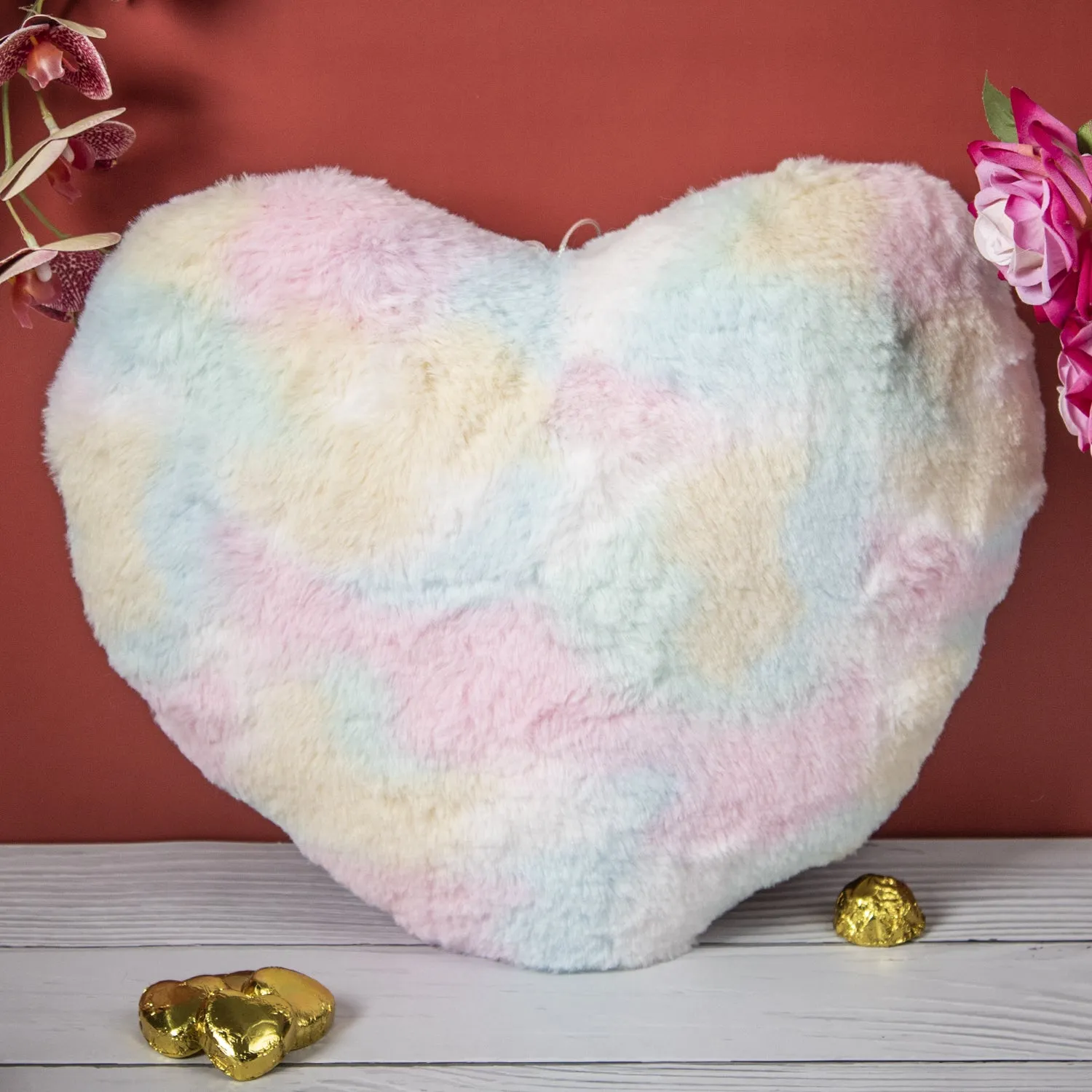Large Rainbow Heart Cushion - Detailed Feature View 1
