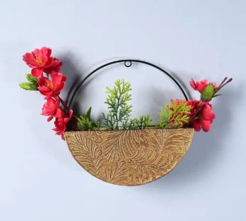Large Wooden Hanging Planter – Antique Gold Embossed