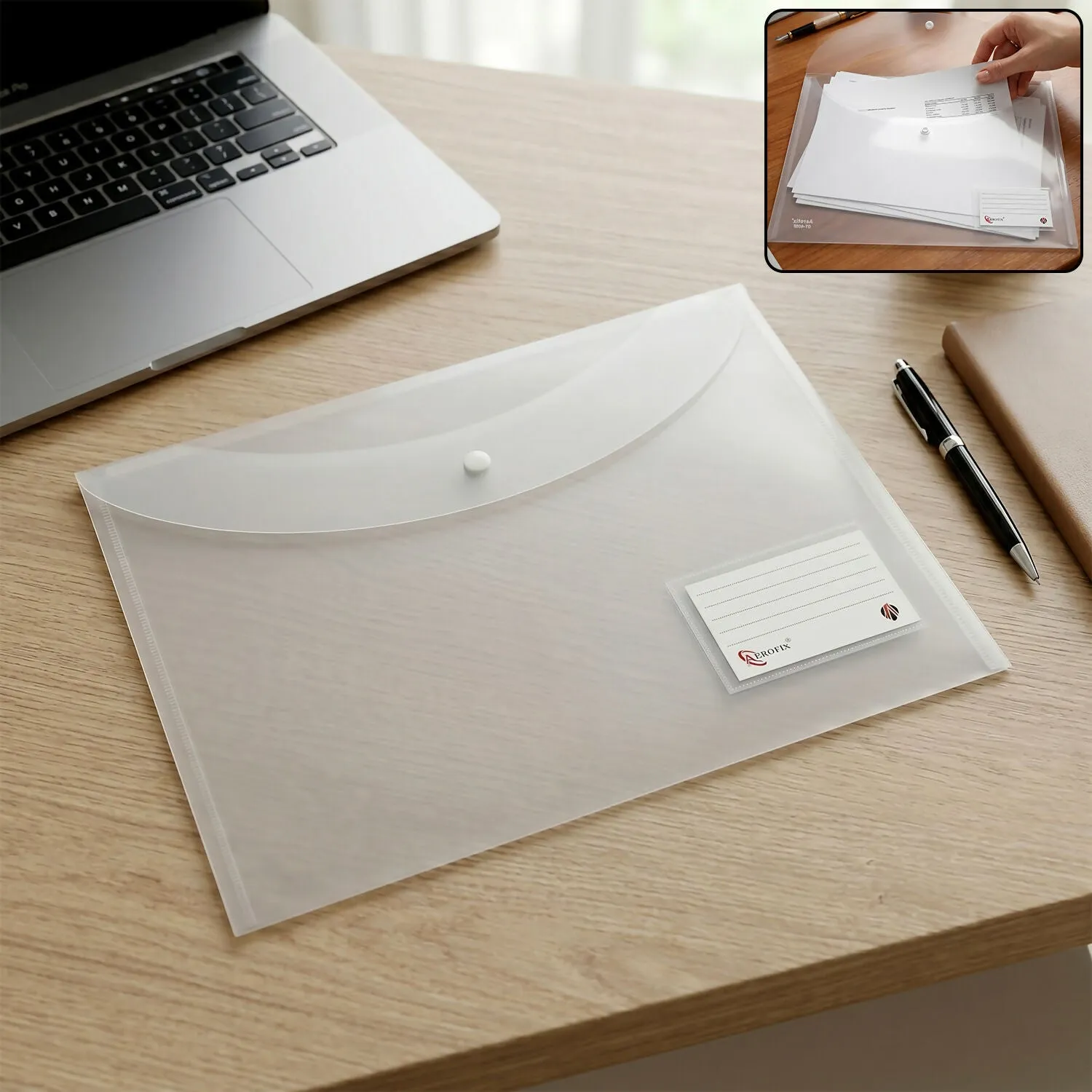 Premium Transparent Document Folder – Secure Button Closure for Office & School - Buy Online at Alikart