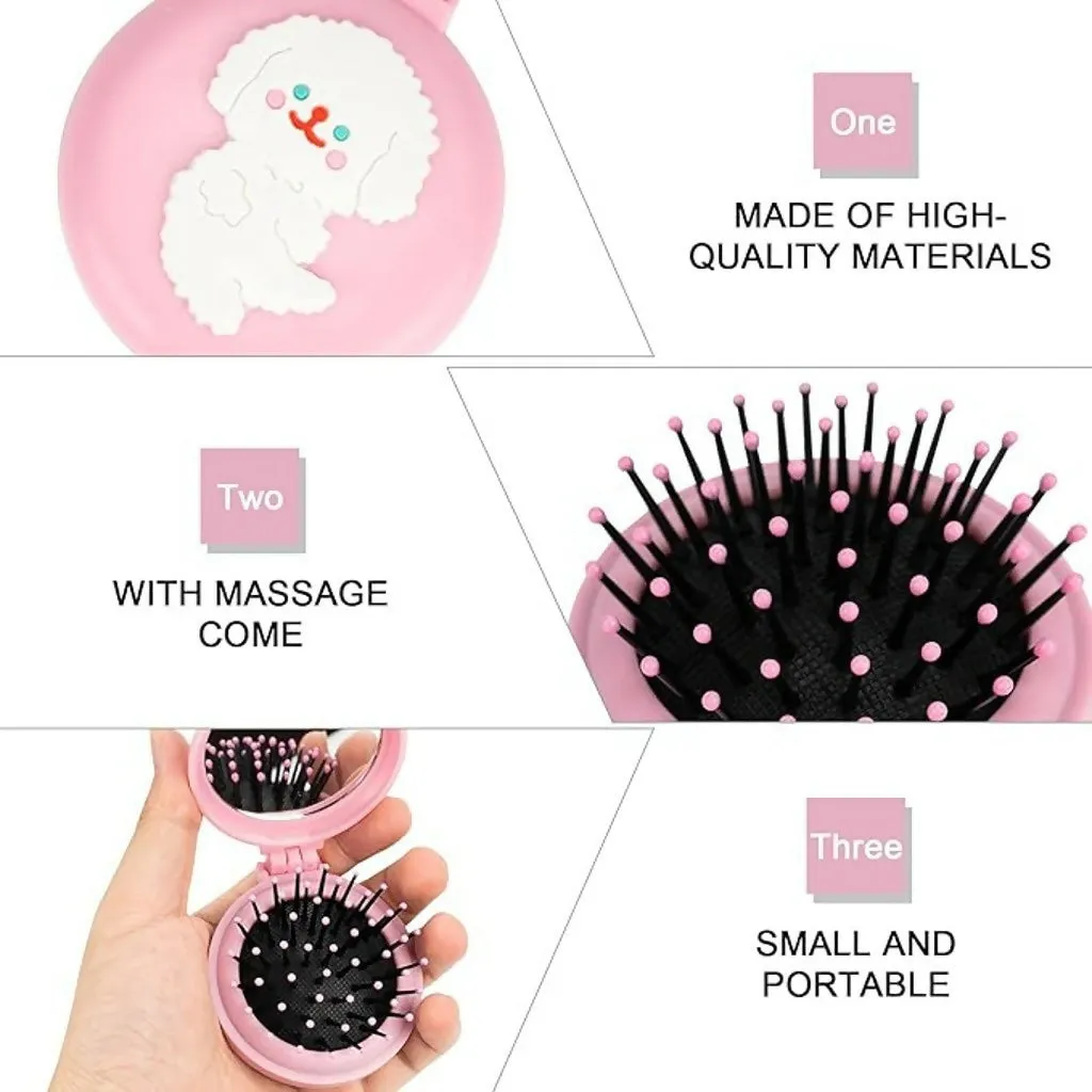 Foldable Hair Brush – Compact Travel Comb with Built-In Mirror - Detailed Feature View 4