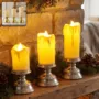 Premium Plastic Flameless LED Candle Set with Pedestal Stand for Decoration (3 Pc) - Buy Online at Alikart