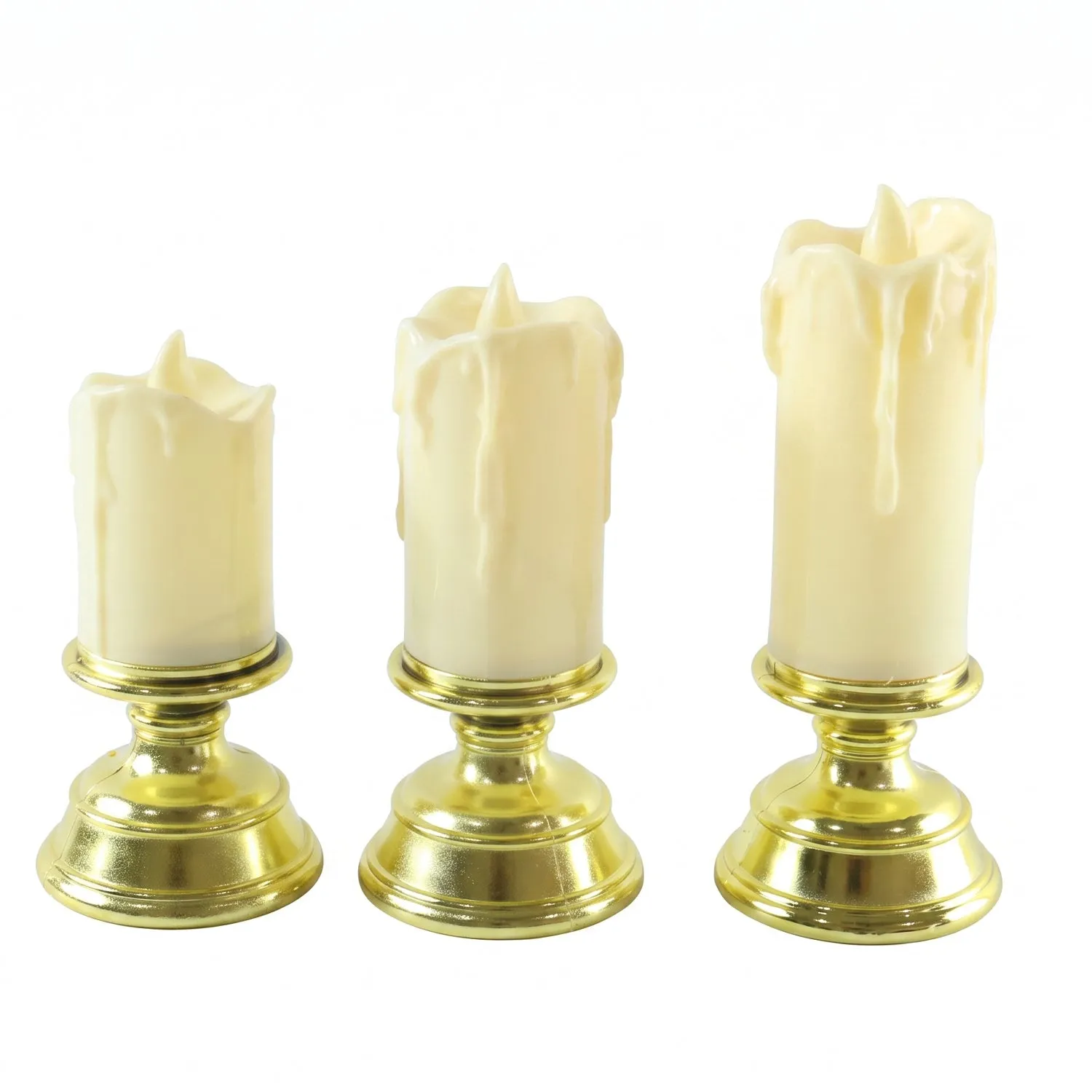 Plastic Flameless LED Candle Set with Pedestal Stand for Decoration (3 Pc) - Detailed Feature View 4