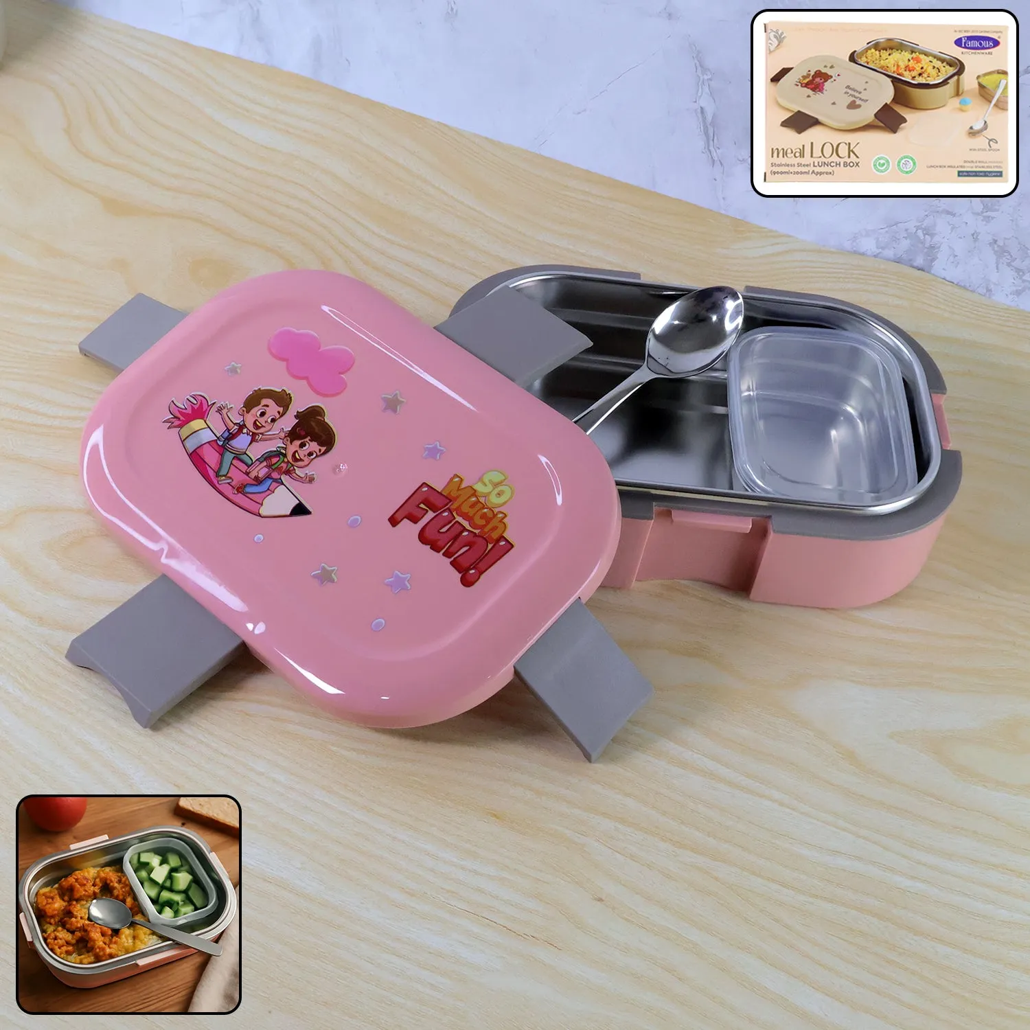 Premium Kids Lunch Box – Stainless Steel Tray & Leak-Proof Snack Pot - Buy Online at Alikart