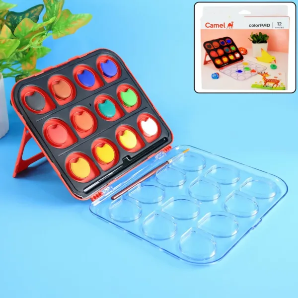 Watercolor Paint Set for Kids – 12 Vibrant Shades with Stand