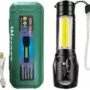 Premium 2 in 1 Flashlight Rechargeable USB Torch, Mini Size Telescopic Portable Torch with Pen Clip Outdoor Other Camping - Buy Online at Alikart