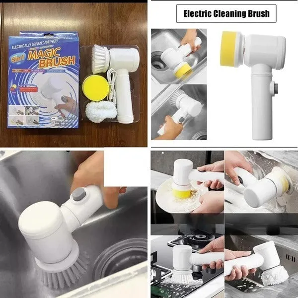 5-in-1 Electric Magic Cleaning Brush – Powerful Bathroom, Sink, Tile & Kitchen Electric Scrubber for Home Cleaning