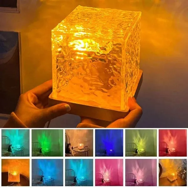 Dynamic Water Ripple Effect Night Light Lamp – USB Crystal Ambient Lamp for Home Decor, Bedroom, Office & Gifting (Pack of 1)