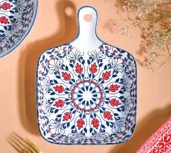 Mandala Ceramic Platter With Handle