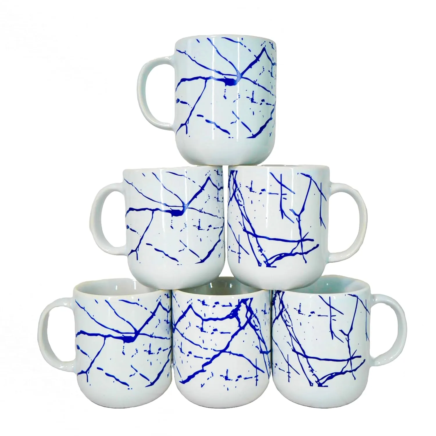 Premium Marble Print Design Ceramic Coffee Mug, Tea Cups, Stackable, Chip Resistant, 180 ML, Pack of 6, - Buy Online at Alikart
