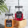 Premium Mason Mug With Straw Set Of 2 (Each 450 Ml) - Buy Online at Alikart