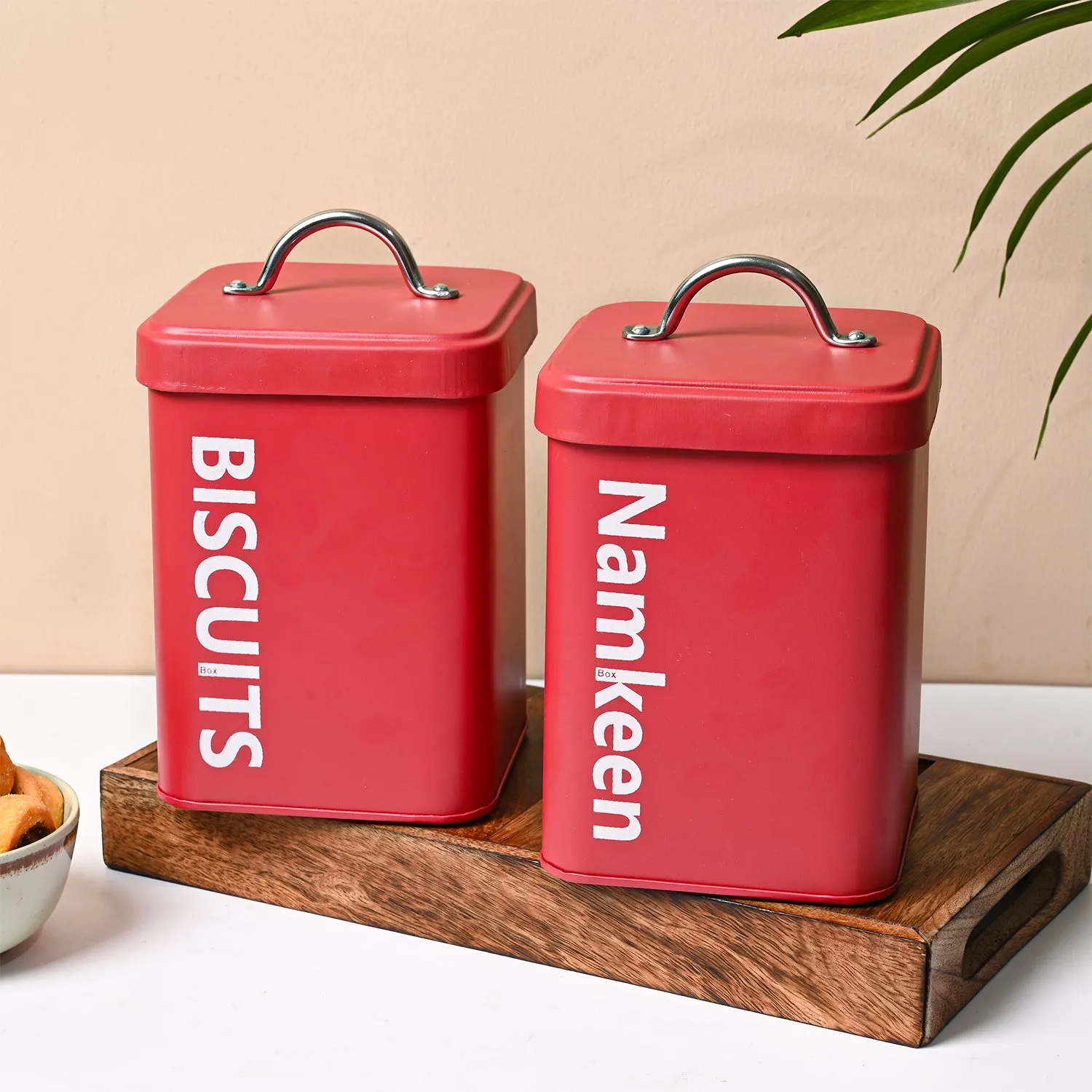 Premium Matte Red Biscuit & Namkeen Storage Jars - Buy Online at Alikart