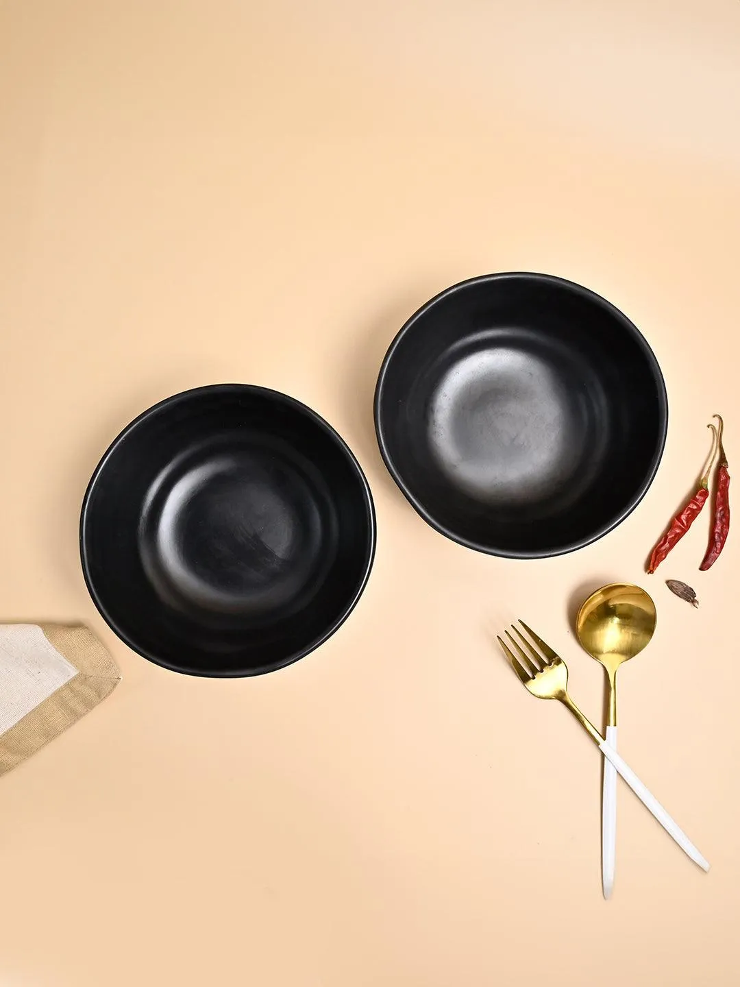 Premium Melamine Black Round Serving Bowl (Set of 2) - Buy Online at Alikart