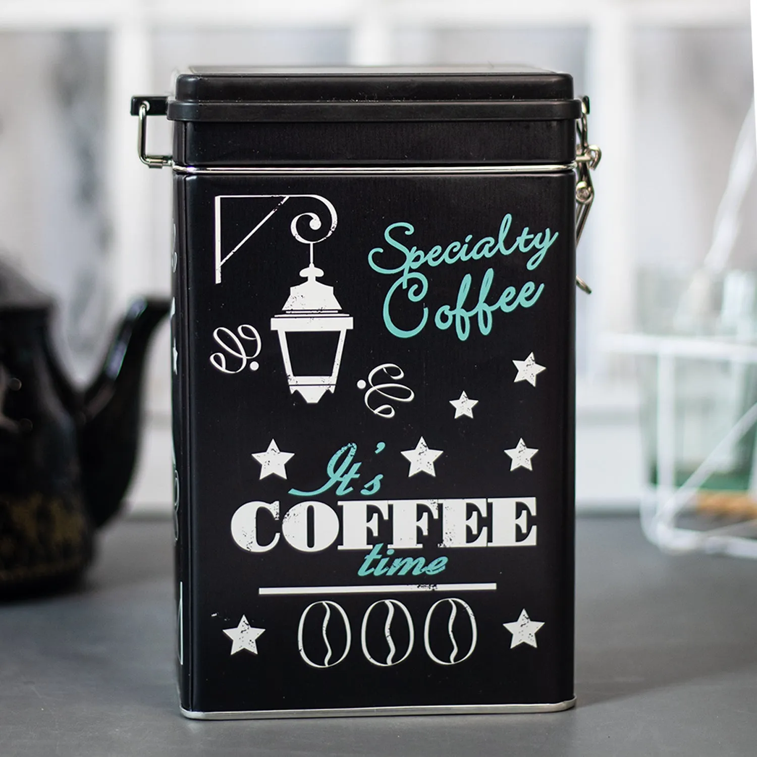 Premium Metal Coffee Jar - Black, 1700Ml - Buy Online at Alikart