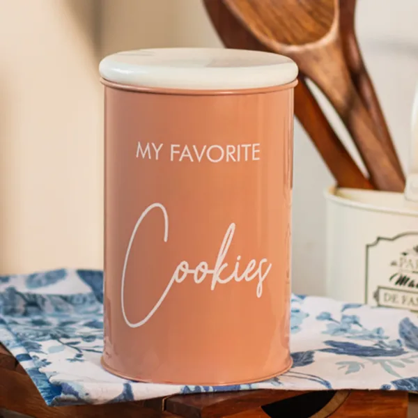 Metal Cookies Jar – Brown, 900 Ml