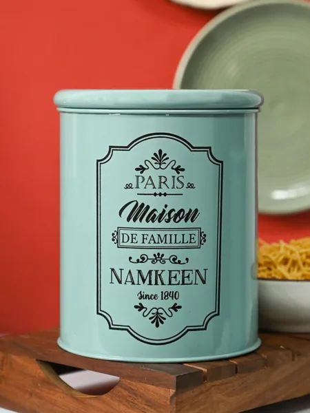 Metal Namkeen Jar – Green, 1700 Ml