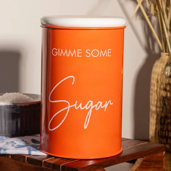 Metal Orange Storage Sugar Jar – 900Ml