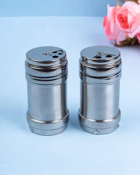 Metal Salt & Pepper Shakers, Silver, Stainless Steel, Set of 2