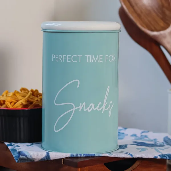 Metal Snacks Storage Jar – Light Green, 900 Ml