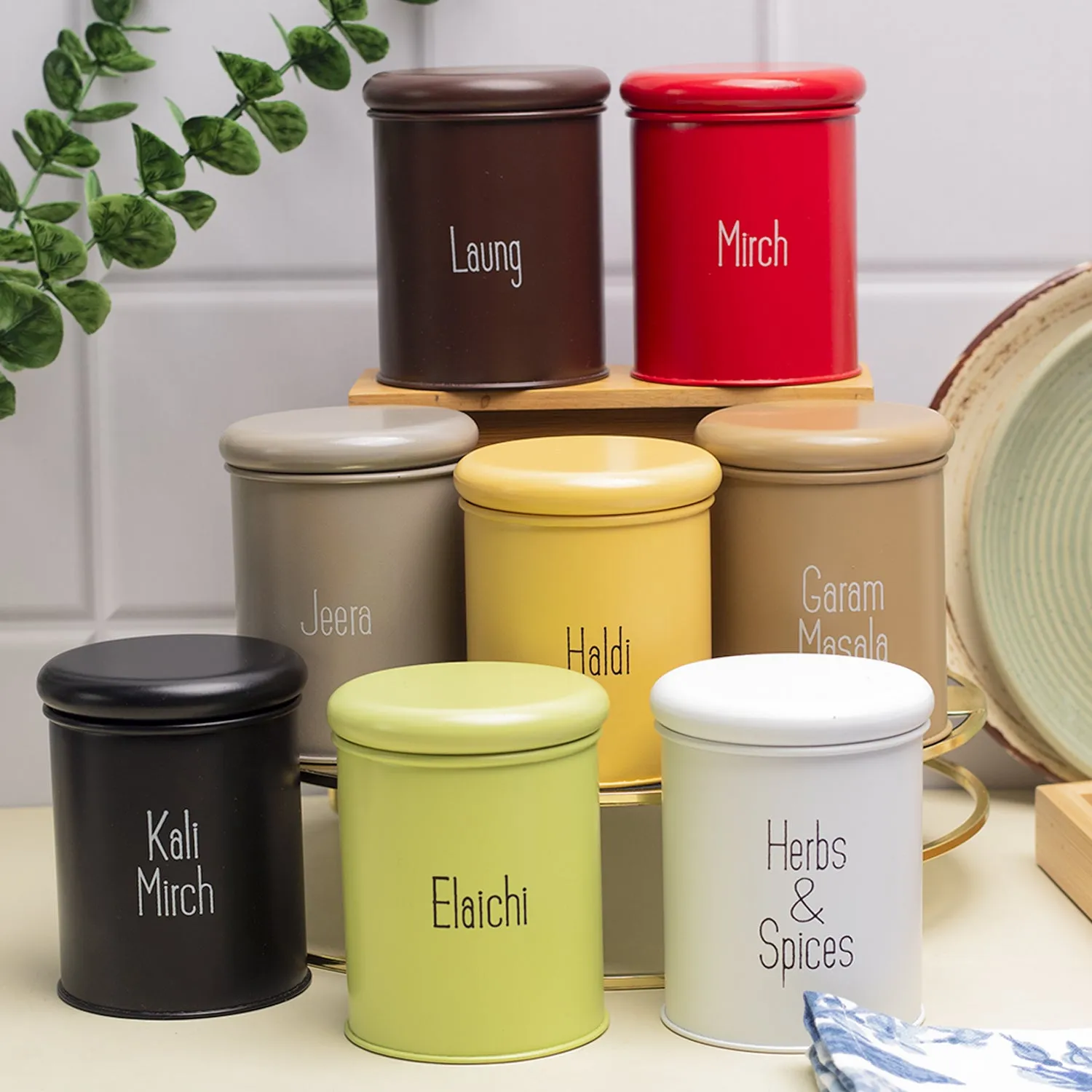 Premium Metal Spice Jar Set Of 8 Pcs (Each 300 Ml) - Buy Online at Alikart
