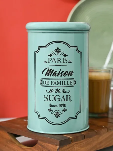 Metal Sugar Jar – Green, 900 Ml