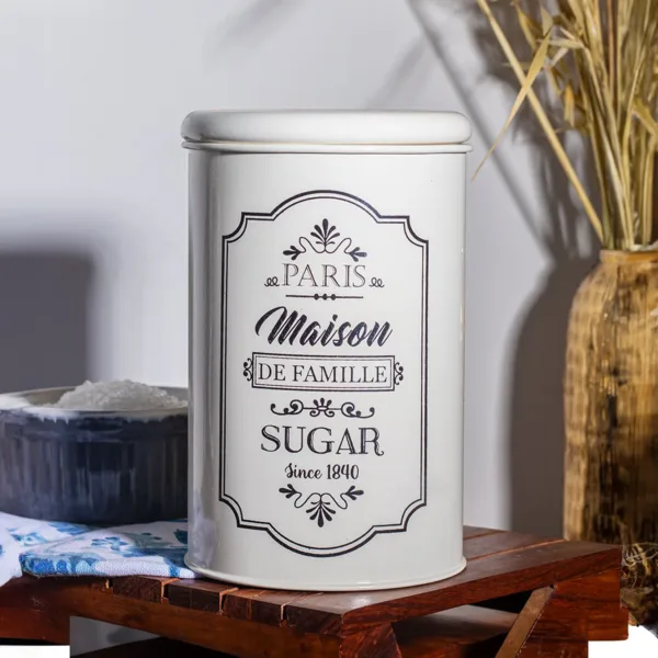 Metal Sugar Jar – Ivory & 900 Ml