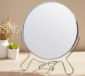 Mirror with Stand, Metal Mirror, Silver, Steel