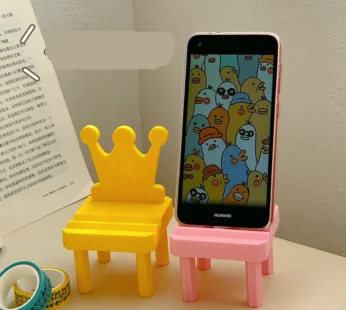 Crown Chair Mobile Holder – Cute Mini Royal Throne Stand for Smartphones (Random color-Pack of 1)