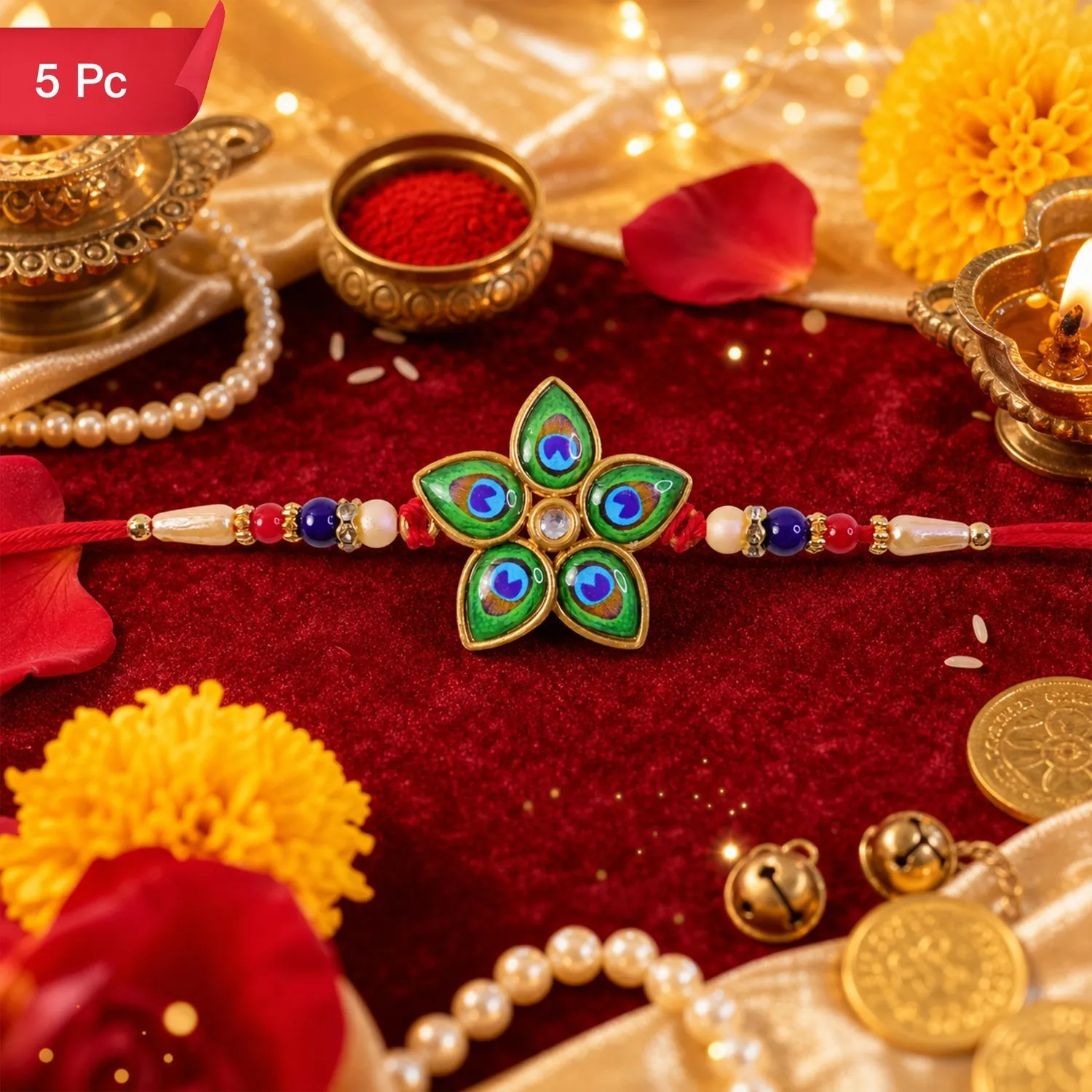 Premium Mor Pankh Rakhi Unique Star-Shaped Peacock Design for Raksha Bandhan (5pcs) - Buy Online at Alikart