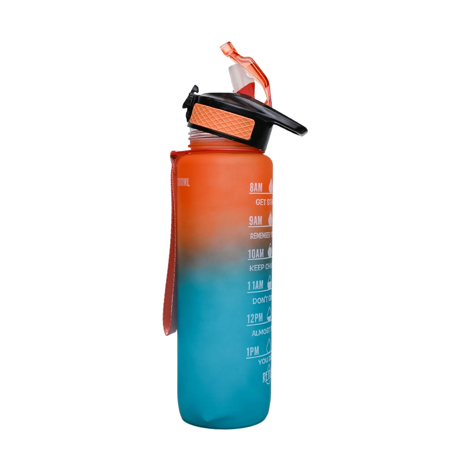 Motivational Sipper Water Bottle with Time Marker, Orange Mint, 1 Liter - Detailed Feature View 3