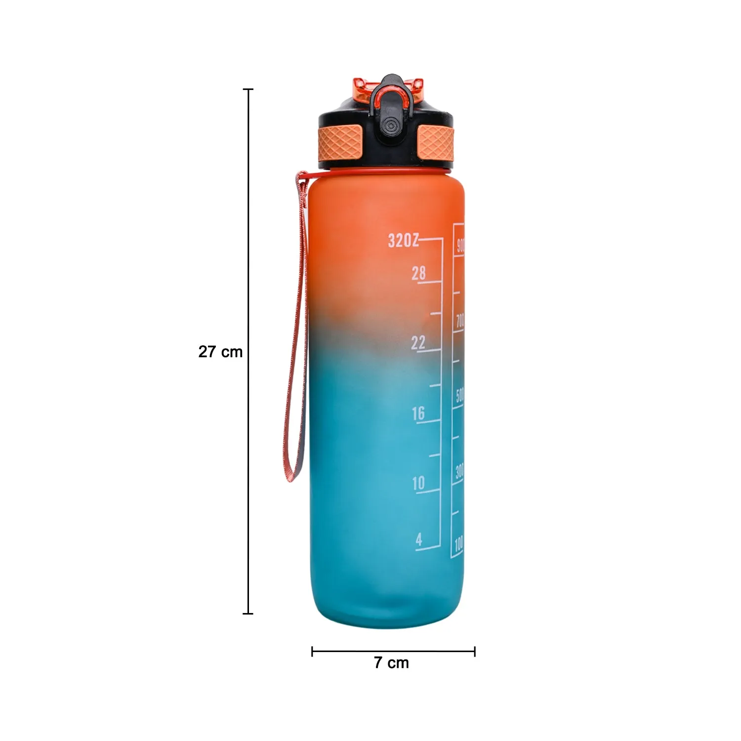 Motivational Sipper Water Bottle with Time Marker, Orange Mint, 1 Liter - Detailed Feature View 5