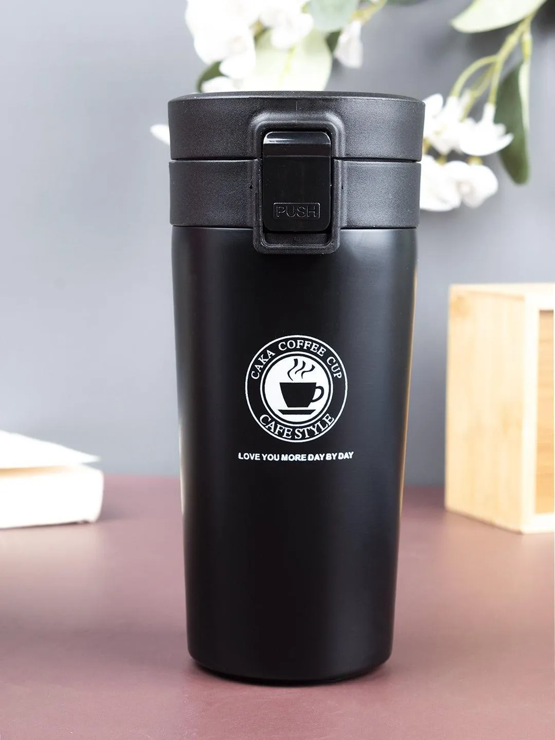 Premium Mug, with Sipper Lid, Tea & Coffee Mug, Black, Stainless Steel, 330 mL - Buy Online at Alikart