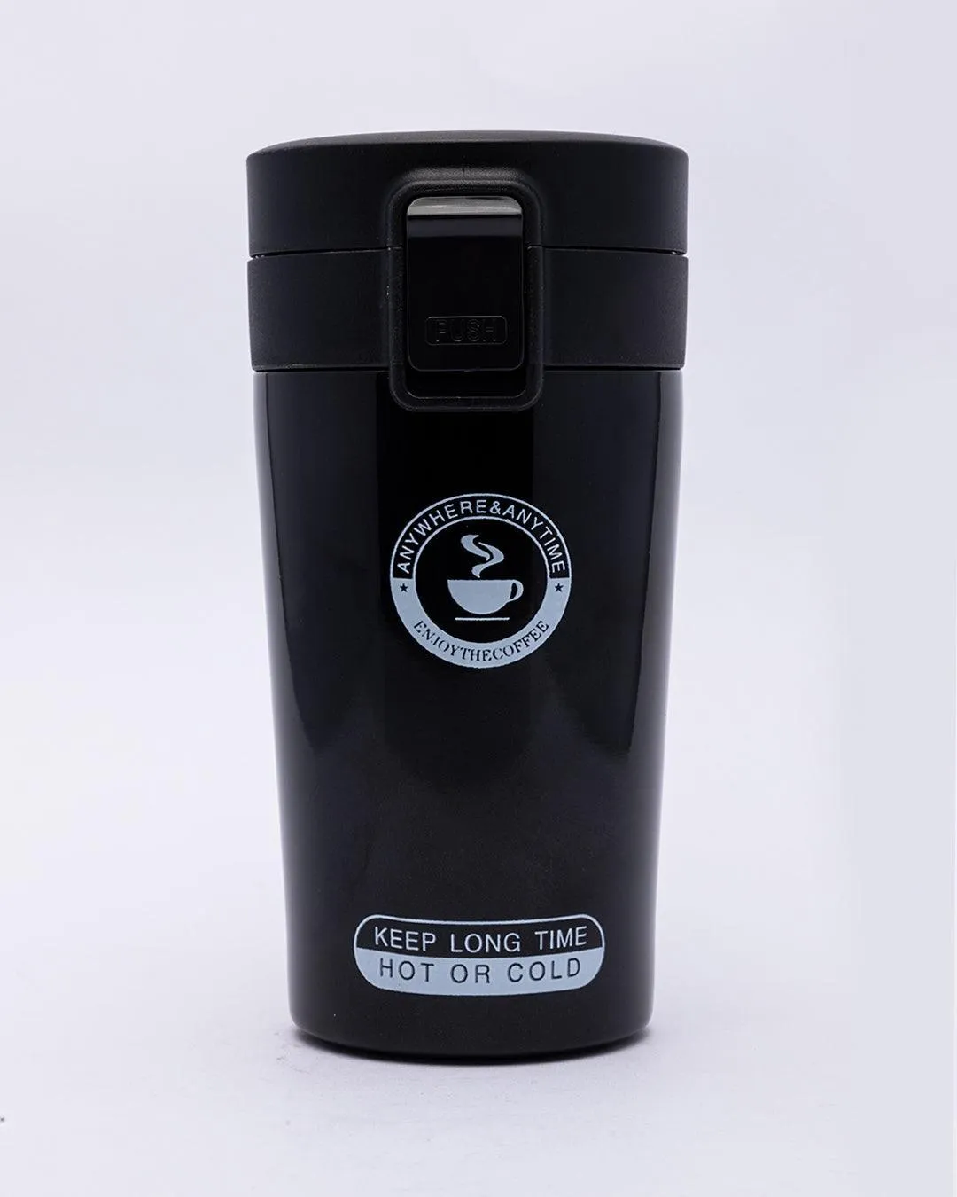 Mug, with Sipper Lid, Tea & Coffee Mug, Black, Stainless Steel, 330 mL - Detailed Feature View 1