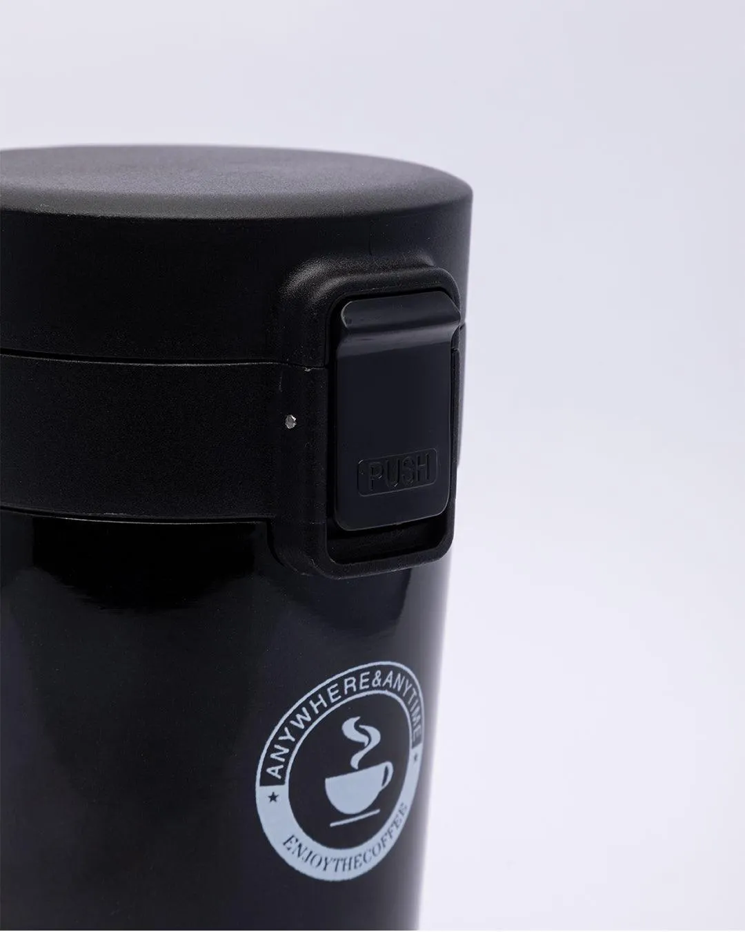 Mug, with Sipper Lid, Tea & Coffee Mug, Black, Stainless Steel, 330 mL - Detailed Feature View 2